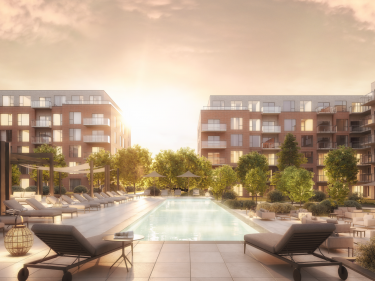 AURA sur le square - New condos in Saint-Laurent with model units in Bromont: < $300 000
